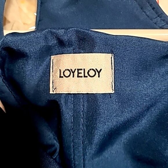 Loyeloy Blue Sleeveless V-Neck Pleated Maxi Dress For Women Size Med Minimalist - Picture 6 of 6